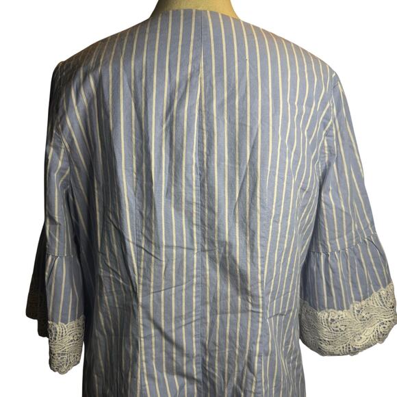 Westport Blue Pinstripe Tunic Dress, Lace Details, Plus Size 14 - Picture 6 of 8